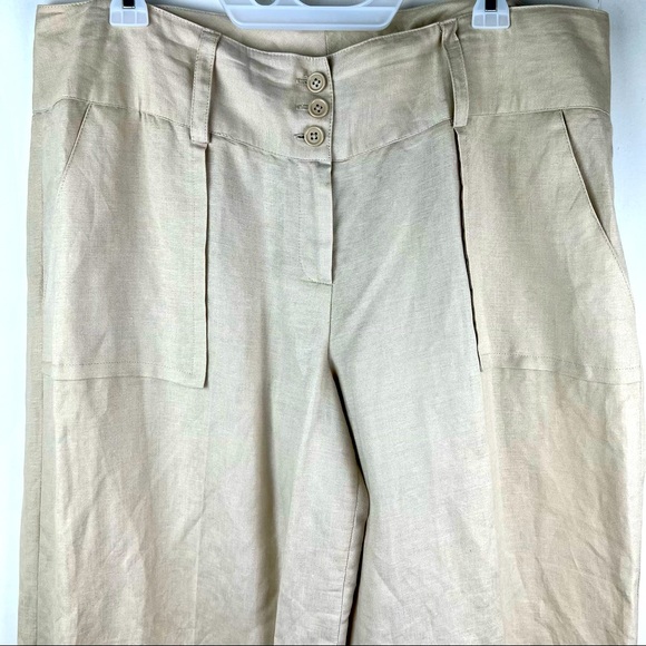 Lifestyle Attitude by Larry Levine Linen Blend Khaki Wide Leg Carpi Pant Plus 16 - Picture 5 of 11
